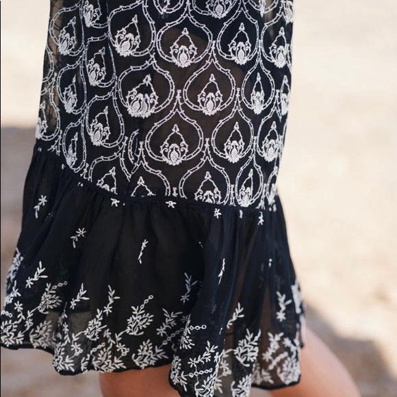 NWT ANTHROPOLOGIE SHEER EMBROIDERED MINI DRESS SIZE LARGE - Picture 4 of 5